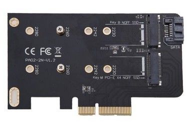 NVMe/AHCI -> PCI-E x4 v. 2.0 (low profile)